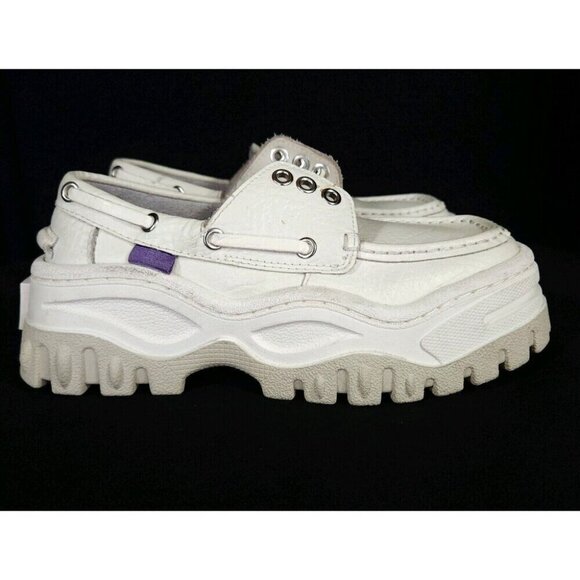 Eytys Mykonos Loafers 35 5.5 White Grained Leather Shoes - Picture 4 of 11